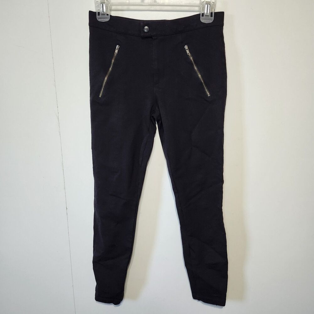 J.Crew Pixie Pants Black Ponte Knit Skinny Leggings Zip Pocket Sz 2R B3985 FA14